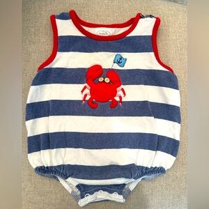 Mudpie blue and white Crab Onesie - 9-12 months